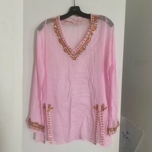 Pink cotton beach tunic size M by Margaret loves Pete.
